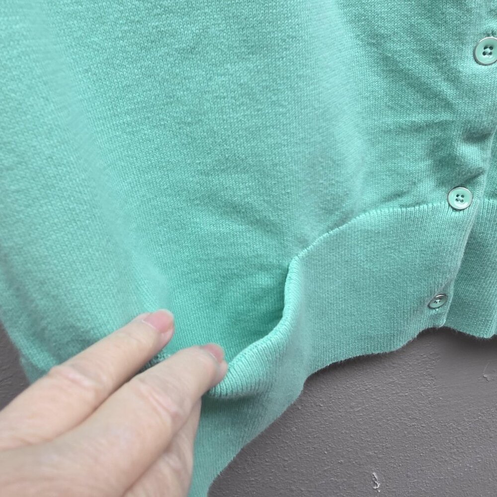 J Jill Cardigan Sweater Womens XL Mint Green Button Front Stretch Pockets Knit - Picture 4 of 8
